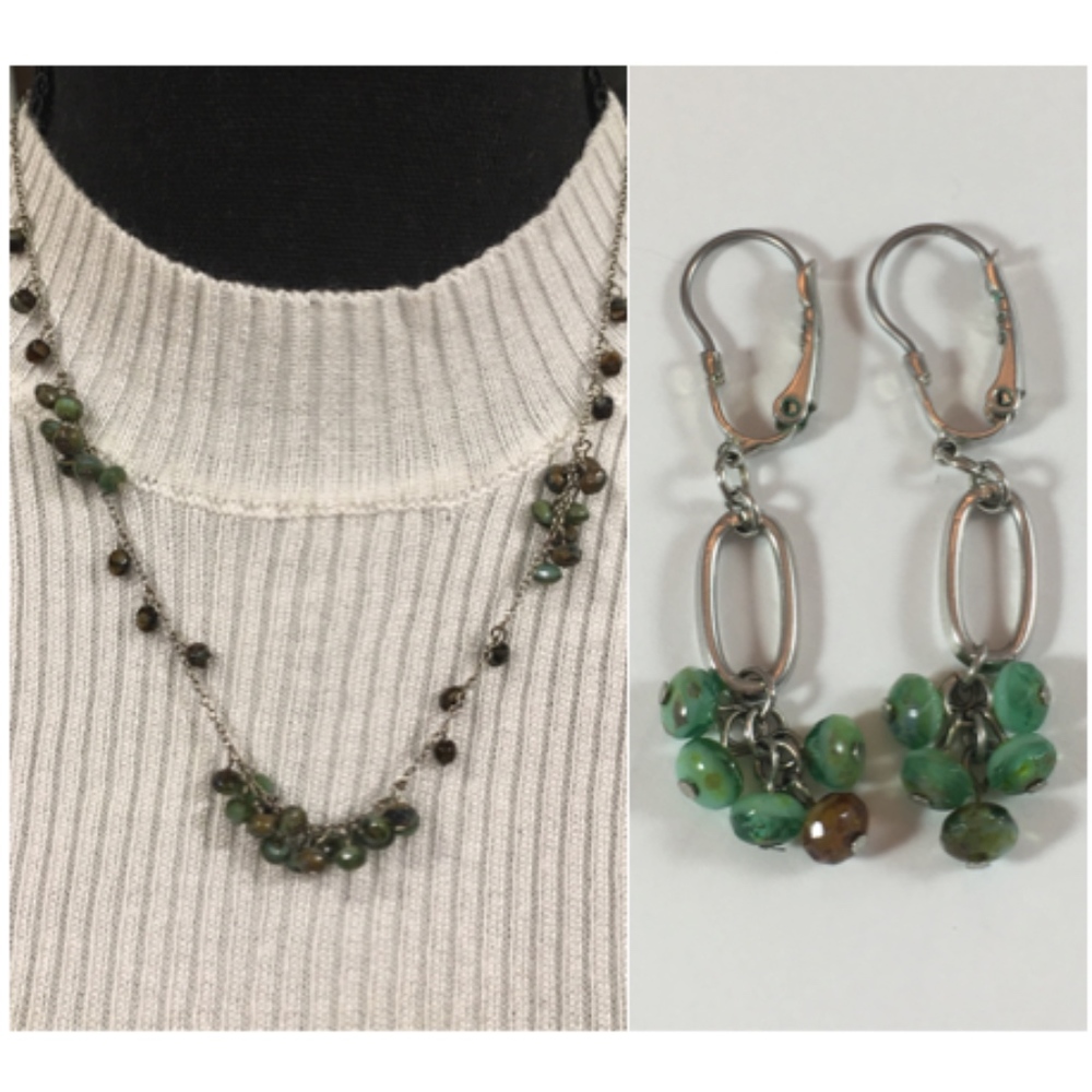 Sterling Silver Earrings and Matching 18" Necklace